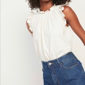 Old Navy ruffle high-neck top in cream NWT